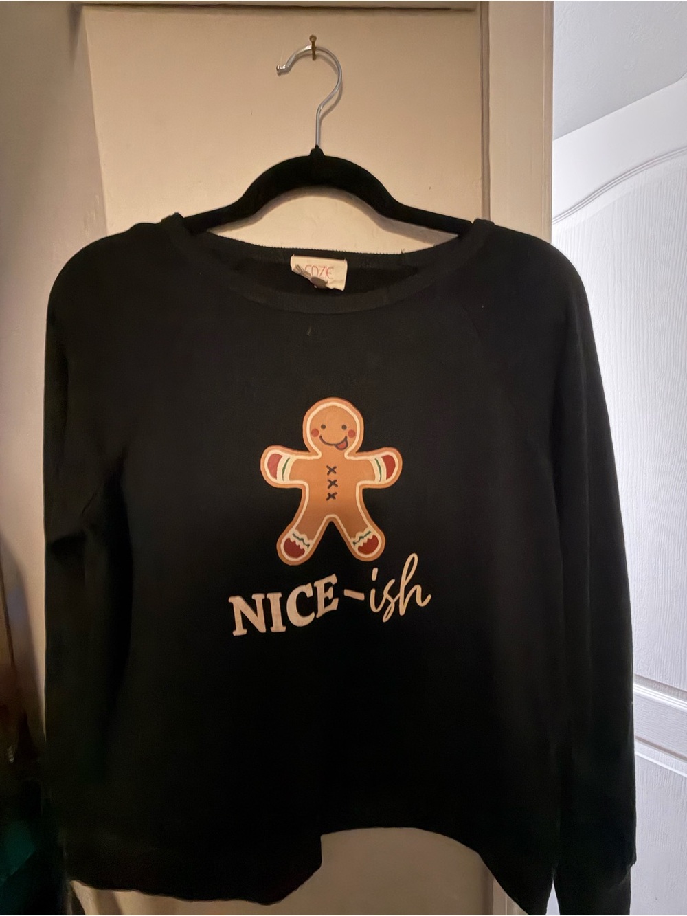Pink Rose Black Sweatshirt with Pink Label Accent